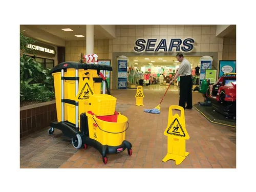 Waarschuwingsbord Meertalig Dubbelzijdig Geel 66cm Caution Wet Floor