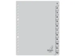 Tabblad Kangaro A5 cijfers PP 120 micron grijs 17-gaats 12-delig