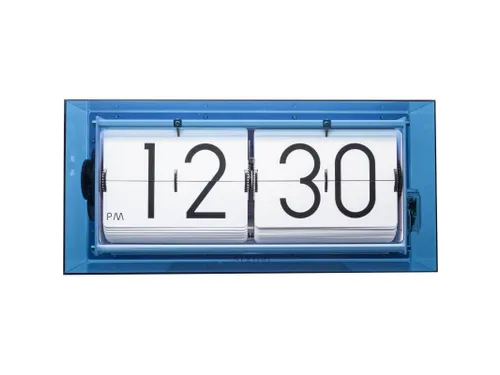Tafel/wandklok NeXtime Big Flip 36x17x8.5cm acryl blauw