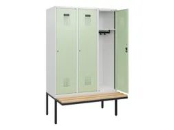 locker met bank,HxBxD 1950x1200x815mm,3vak,vak B 400mm,cilinderslot