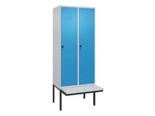 locker met bank,HxBxD 2120x800x815mm,2vak,vak B 400mm,draaigrendel - 1