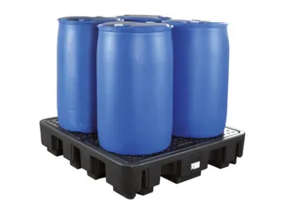 PE-opvangbak,v. 4x200l vat,opvangvol. 242l,HxBxD 280x1380x1290mm - 1