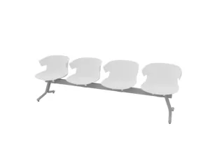 Wachtkamerbank 4zittingen BxD 2390x510mm zitschaal PP wit - 2