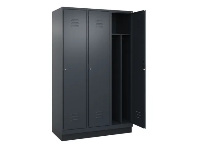 armoire vestiaire noir et blanc,HxlxP 1950x1200x500mm,3compart.