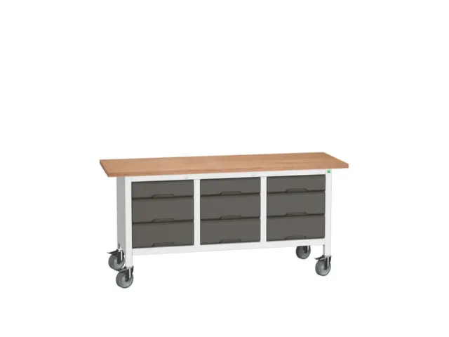 werkbank HxBxD 830x1750x600mm multiplexblad 9laden RAL7035