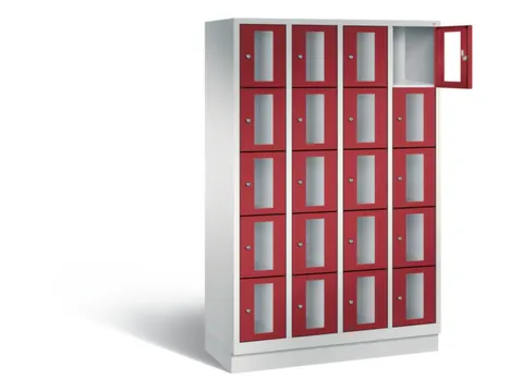 Lockerkast 1800x1190x500mm 4x5 vakken Cilinderslot, Sokkel, RAL3003