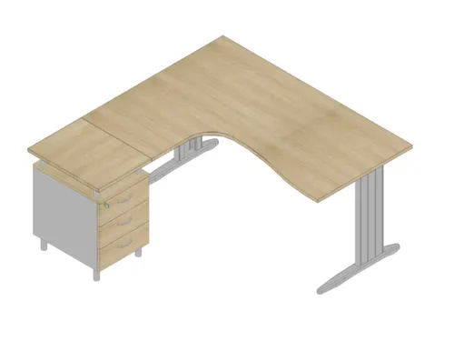 bureauset bureau staand ladeblok links 730x1600x1650mm C-voet eiken