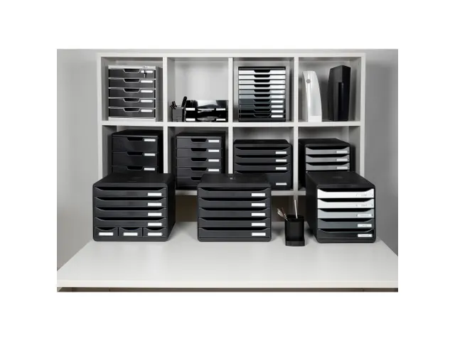 Module de classement Storebox 7 tiroirs Glossy - Noir brillant