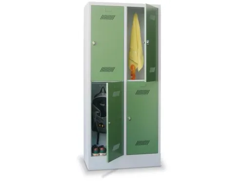 dubbeldekse locker,HxBxD 1850x800x500mm,2x2vak.,RAL7035,front RAL6011