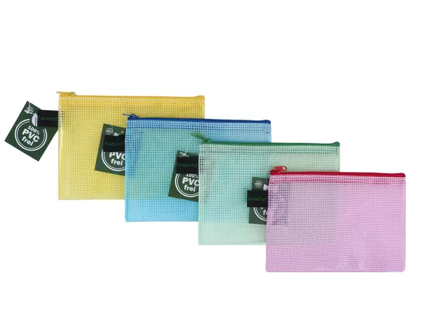 etui A6 PVC-vrij rood transparant met ritssluiting