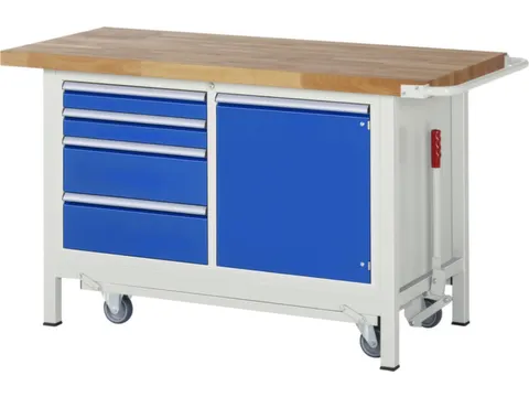 Werkbank H X B X D 880x 1500x 700mm Beukenhouten Werkblad 4 Laden Kast