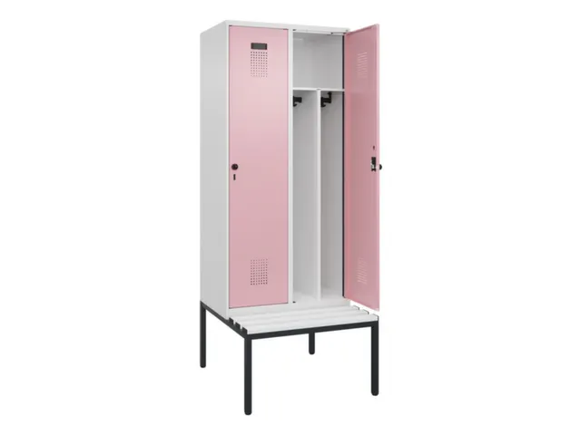 locker met bank,voor scheiding van kleding,HxBxD 2120x800x815mm,2vak