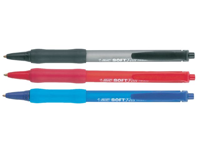 BIC Soft Feel Clic Grip stylo à bille (12 pièces) - bleu BIC