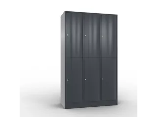 lockerkast cil.slot 1950x1150x540mm 3x2 vakken RAL7021 front RAL7021 - 1