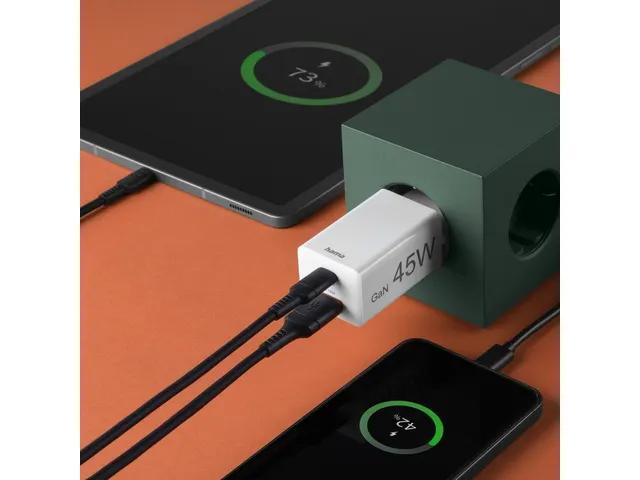 Oplader Hama USB-C/USB-A Mini PD 45W wit