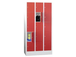 lockerkast,HxBxD 1850x900x500mm,3x5vakken,RAL7035,front RAL3000 - 3