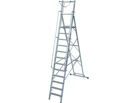 verrijdbare treden-platformladder eenzijdig 12treden stand H 2 8m