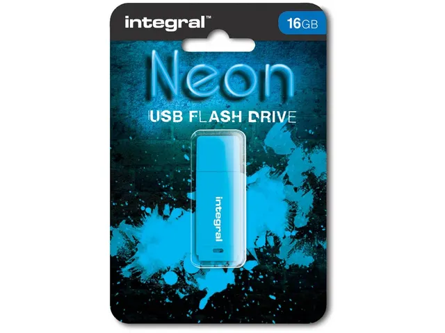 Neon USB 2.0 stick, 16 GB, blauw
