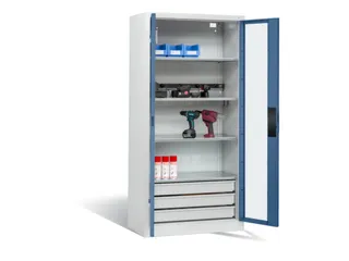 acculaadkast 1950x930x500mm 5stekkerdozen 230V cil.-slot front RAL5023 - 2