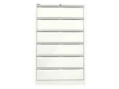 fichekast,HxBxD 1321x800x622mm,drie banen,6lade(n),romp wit,front wit