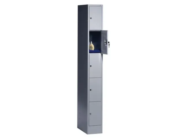 lockerkast,HxBxD 1950x240x480mm,1x5vakken,romp RAL7035,front RAL7035