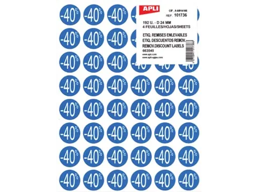 Agipa Kortinglabel -40% blauw 192 stuks verwijderbaar