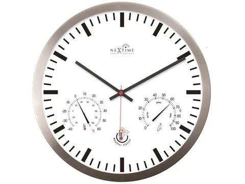 Wandklok Nextime dia 25cm wit Radio Controlled aluminium streep