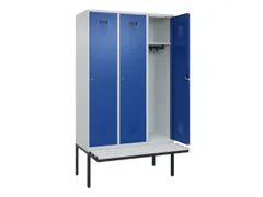 locker met bank,HxBxD 2120x1200x815mm,3vak,vak B 400mm,cilinderslot