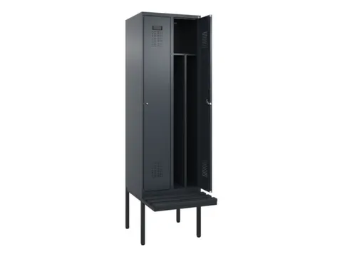 locker met bank,voor scheiding van kleding,HxBxD 2120x600x815mm,2vak