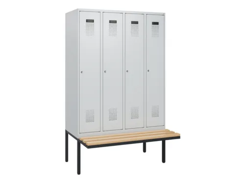 locker met bank,HxBxD 1950x1200x815mm,4vak,vak B 300mm,cilinderslot