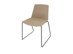 bezoekersstoel,sledeframe ronde buis donkergrijs,zitschaal PP beige