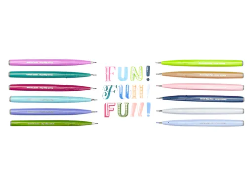 Brushpen Pentel Sign SES15C etui à 12 pastelkleuren