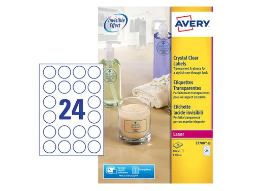 Rond Etiket Avery L7780-25 40mm Transparant 600 stuks