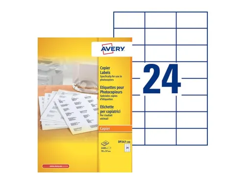 Etiket Avery DP247-100 70x37mm wit 2400stuks