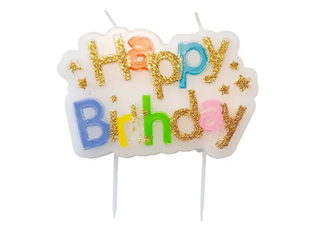 Kaarsje Happy 'Happy birthday' 10.5cm