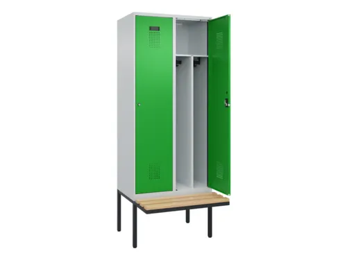 locker met bank,voor scheiding van kleding,HxBxD 2120x800x815mm,2vak