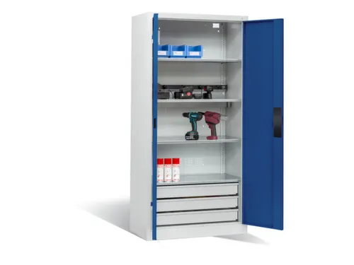 acculaadkast 1950x930x500mm 5stekkerdozen 230V cil.-slot front RAL5010