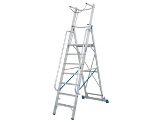 verrijdbare treden-platformladder eenzijdig 7treden stand H 1 65m - 7