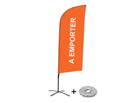 Horecavlag Alu Wind complete set "A Emporter" Oranje kruisvoet Zwart