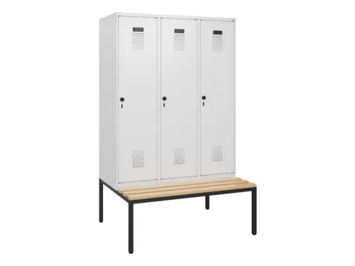 locker met bank,HxBxD 1950x1200x815mm,3vak,vak B 400mm,draaigrendel