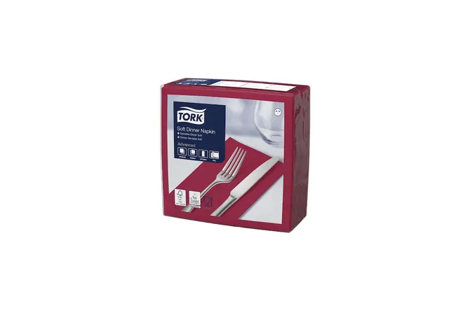 Tork 477618 Soft Dinnerservet Advanced Bordeaux 39x39cm 1/8 vouw