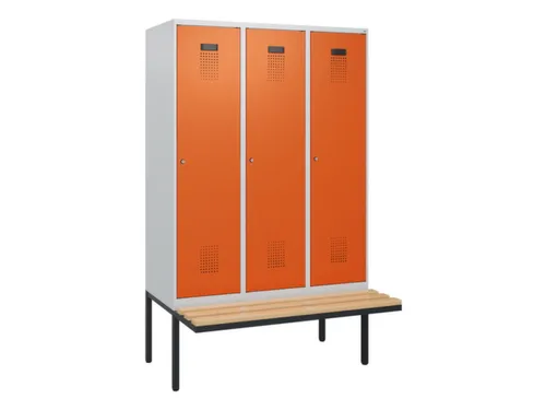 locker met bank,HxBxD 1950x1200x815mm,3vak,vak B 400mm,cilinderslot