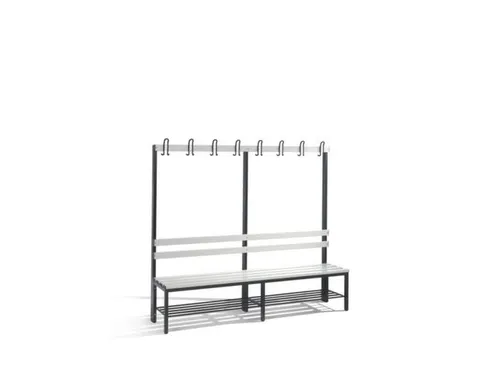 Omkleedbank 2000mm Pvc-Zitlatten Enkel Hakenlijst Schoenenrek Ral7021