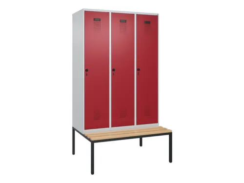 locker met bank,HxBxD 2120x1200x815mm,3vak,vak B 400mm,draaigrendel