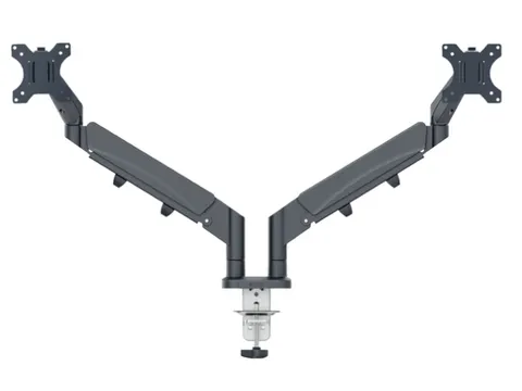 Monitorarm Leitz Ergo ruimtebesparend dubbel donkergrijs