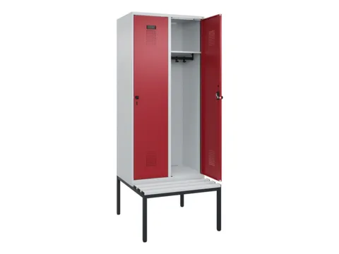 locker met bank,HxBxD 2120x800x815mm,2vak,vak B 400mm,draaigrendel