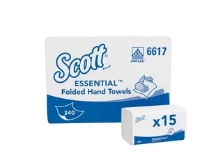 Scott 6617 Essential Vouwhanddoek klein 1-laags wit 15x340 stuks - 1