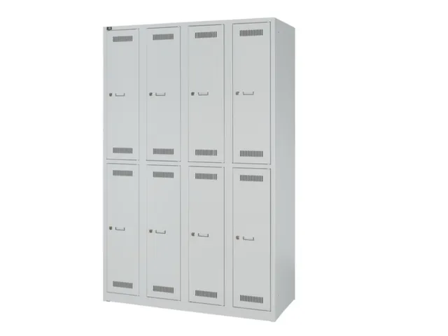 Dubbeldekse garderobekast,HxBxD 1850x1200x500mm,4x2vak.,vak B 300mm