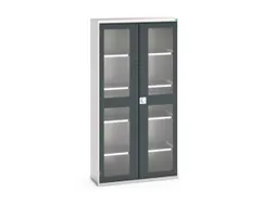 vitrinekast 2000x1050x350mm 4xStalen bodem romp RAL7035 front RAL7016