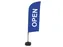 Promotievlag Alu Wind complete set "OPEN" Blauw ECO printmateriaal